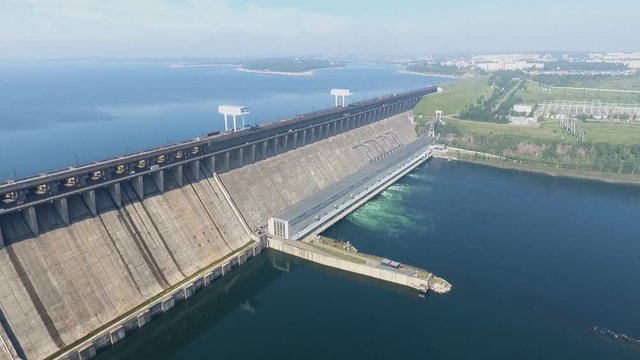 Aerial shot Bratsk HPP