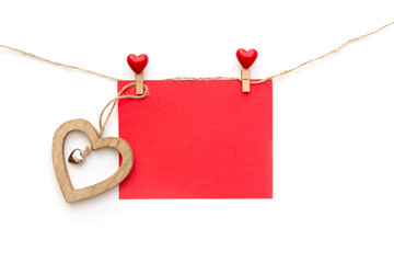 Valentine's day greeting card template with heart shape . View from above