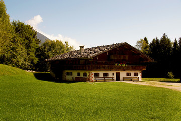 Old farmhouse in the Alps of Austria