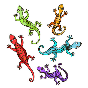 Decorative lizards. Stock vector template, easy to use.
