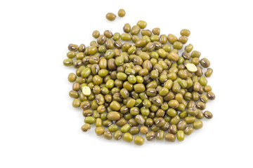 Mung beans isolated on white background, Green beans on white background.