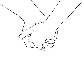 Young couple is holding hands