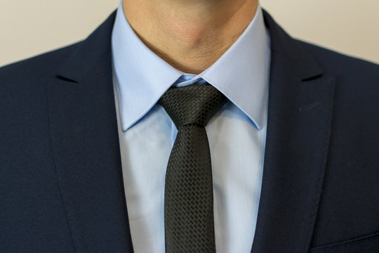 Closeup shot of business suit on a man, chest