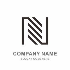 Monogram Letter N Geometric Square Space Cube Architecture Construction Business Company Stock Vector Logo Design Template