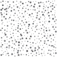 Naklejka na ściany i meble Silver falling confetti stars. Luxury festive background. Silver abstract texture on a white background. Element of design. Vector illustration, EPS 10.