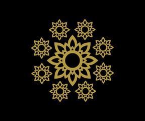 Vector leaf, golden shape. Abstract ornament, design concept, logo,element for template.