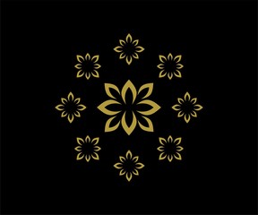 Vector leaf, golden shape. Abstract ornament, design concept, logo,element for template.