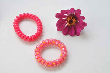 Colored flowers and bracelets