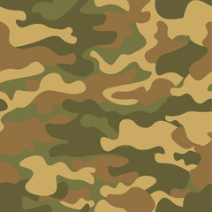 Seamless camouflage pattern. Khaki texture, vector illustration. Camo print background. Abstract military style backdrop for your design