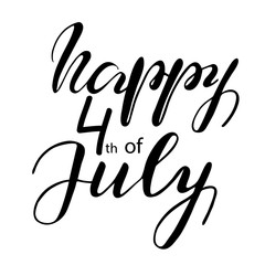 Obraz premium Lettering Happy Forth of July. Vector illustration.