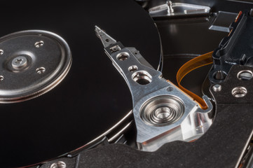 Hard disk drive - computer device for storing information, close-up
