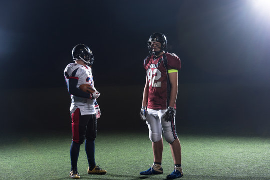 portrait of confident American football players