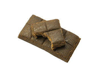 Bars of medical hematogen on a white background shot close-up