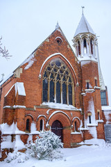 Beautiful St Mary's Church Harborne in Winter Snow