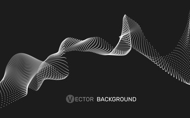 3D abstract digital wave of particles and wireframe. Futuristic vector illustration. Technology concept. Background for banner, flyer, book, cover, poster.