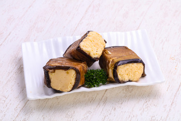 Eggplant with cheese roll