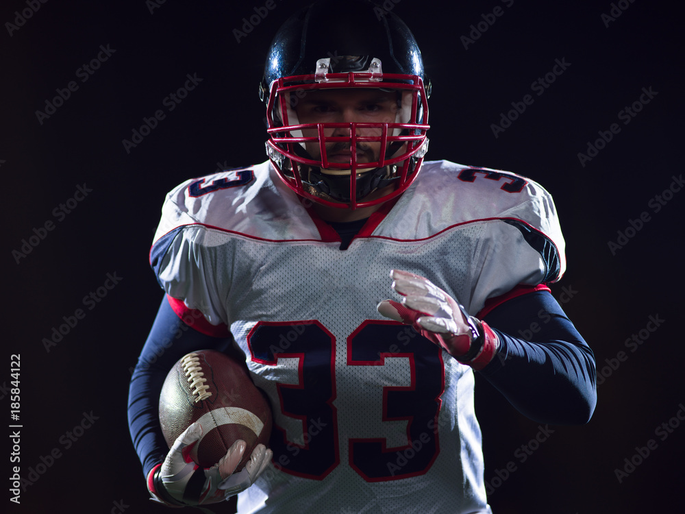 Wall mural portrait of confident american football player