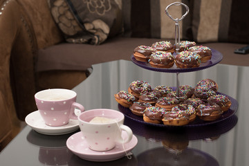 Tea party with donuts