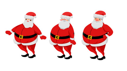 Cartoon Santa Claus set. Vector character isolated. Christmas and new year illustration