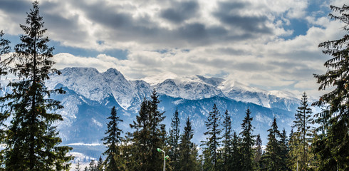 Winter mountains panorama of Zakopane,  High Tatra Mountains, Poland