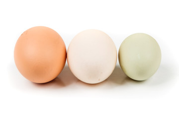 Farm fresh eggs on a white background