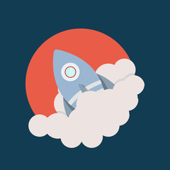 Space rocket launch, Startup creative idea, Rocket background, Vector illustration
