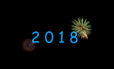 Blue abstract background with "2018"