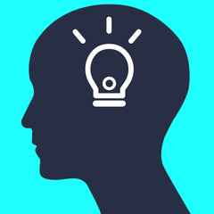 Silhouette human head with light icon and idea concept.Vector illustration