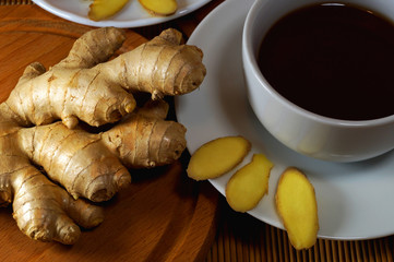 Ginger and tea, a tasty and healthy set