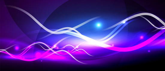 Bright neon lines wave