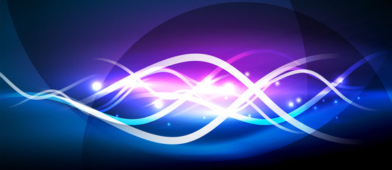 Bright neon lines wave