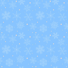 Seamless pattern of hand-drawn  snowflake 