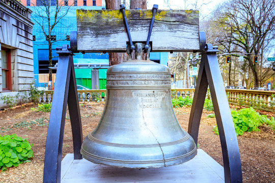 Liberty Bell at Portland city hall garden