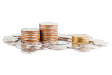 coin stack isolated on white with clipping path