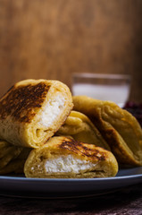Pancakes with white filling
