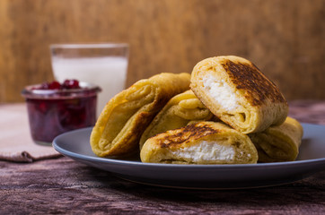 Pancakes with white filling
