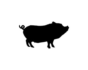 Unique Black Cute Pig Livestock Illustration Animal Vector Logo Silhouette