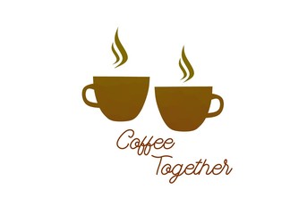 Coffee together graphic design on white background.