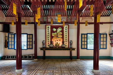 Fototapeta na wymiar Part of the interior of an ancient Cantonese Assembly in the old