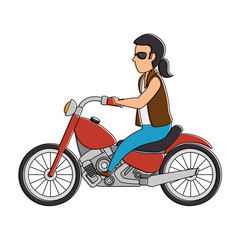 Obraz na płótnie Canvas rough motorcyclist avatar character
