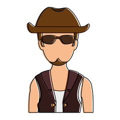 rough motorcyclist with hat avatar character