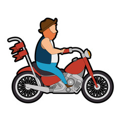 Plakat rough motorcyclist with hat avatar character
