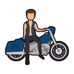Foto op Plexiglas rough motorcyclist avatar character © Gstudio