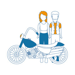 rough motorcyclist couple avatar character