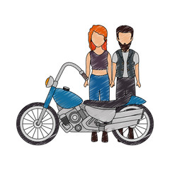 rough motorcyclist couple avatar character