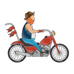 Fototapeta na wymiar rough motorcyclist with hat avatar character