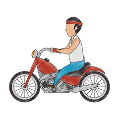 Fototapeta na wymiar rough motorcyclist avatar character