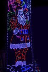 LED light Santa clause against black background
