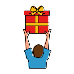 person lifting gift box icon