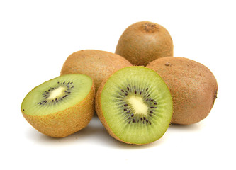 Kiwi fruit sliced on white background